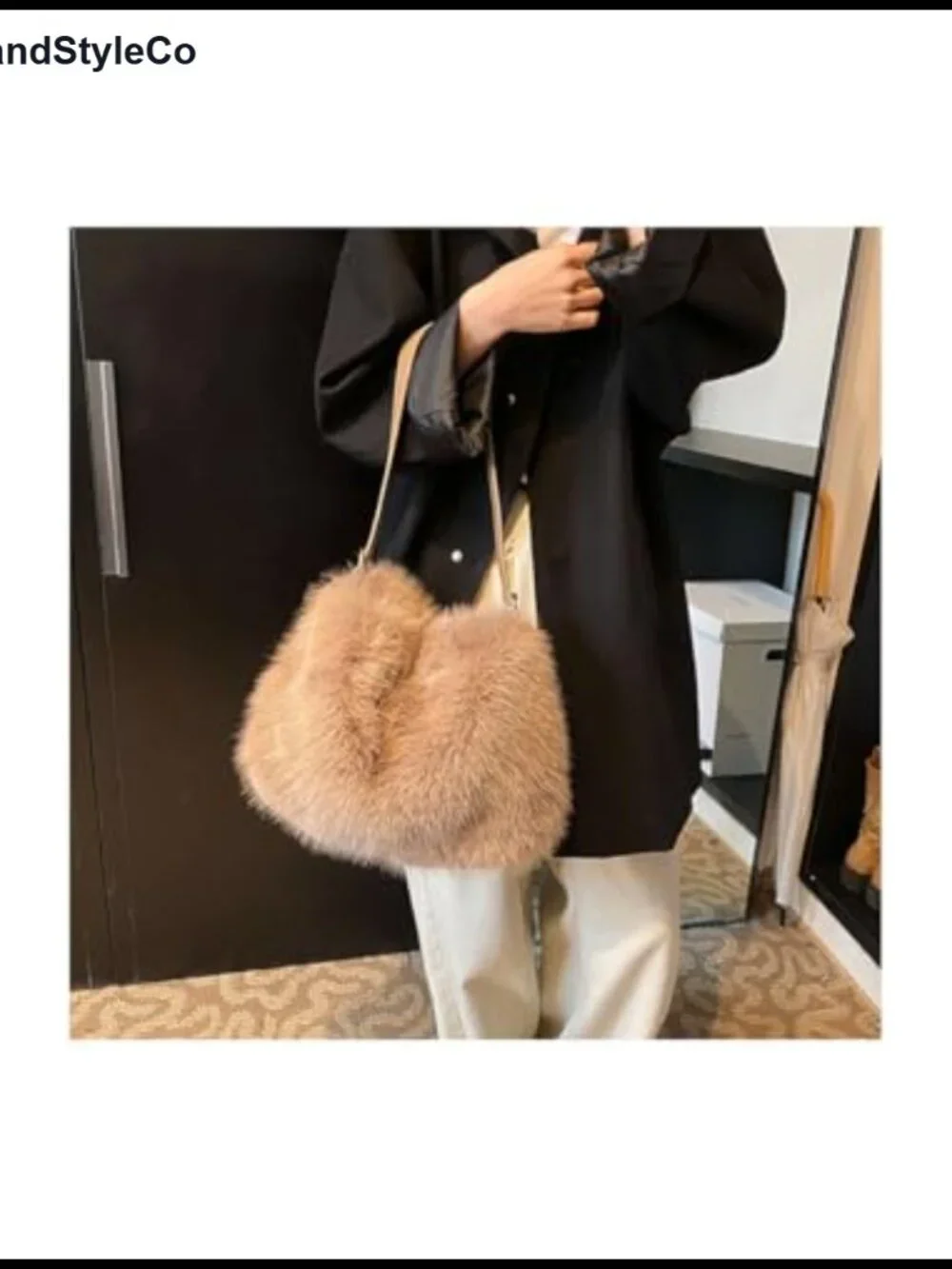 Faux Fur Furry Hobo Bag Soft Plush Shoulder Purse Adjustable Strap Women's